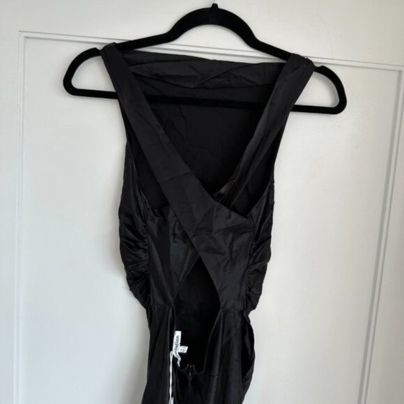 NWT Reformation Casette Midi Silk Dress Sz 8 Black Cowl Neck Open Back Cut-out - Picture 7 of 10